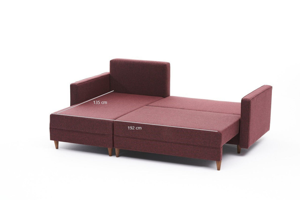 Ecksofa mit Schlaffunktion Links Aydam Claret Red