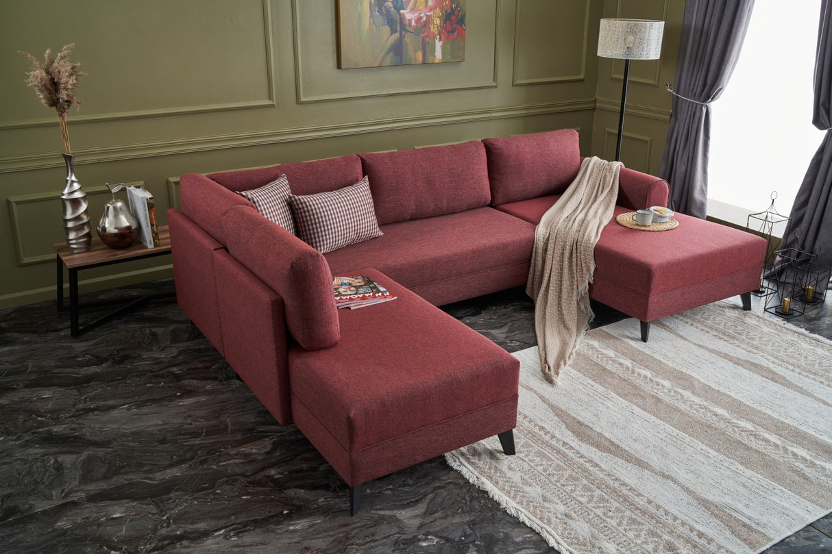 Ecksofa mit Schlaffunktion Belen Claret Red