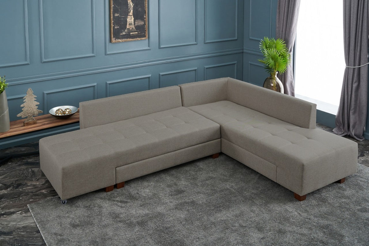 Ecksofa mit Schlaffunktion rechts Manama Creme