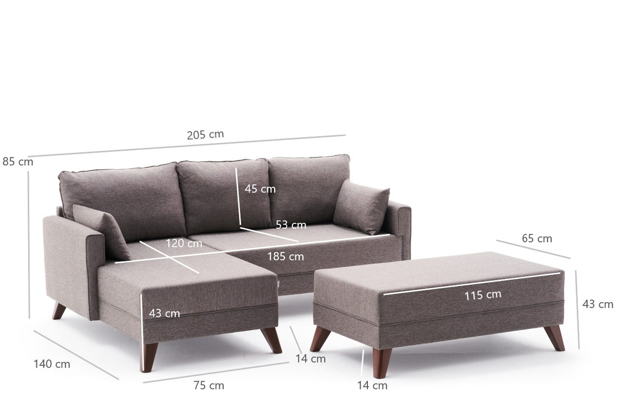 Ecksofa mit Schlaffunktion Links Bella Brown