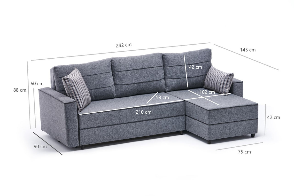 Ecksofa mit Schlaffunktion Rechts Ece Grey