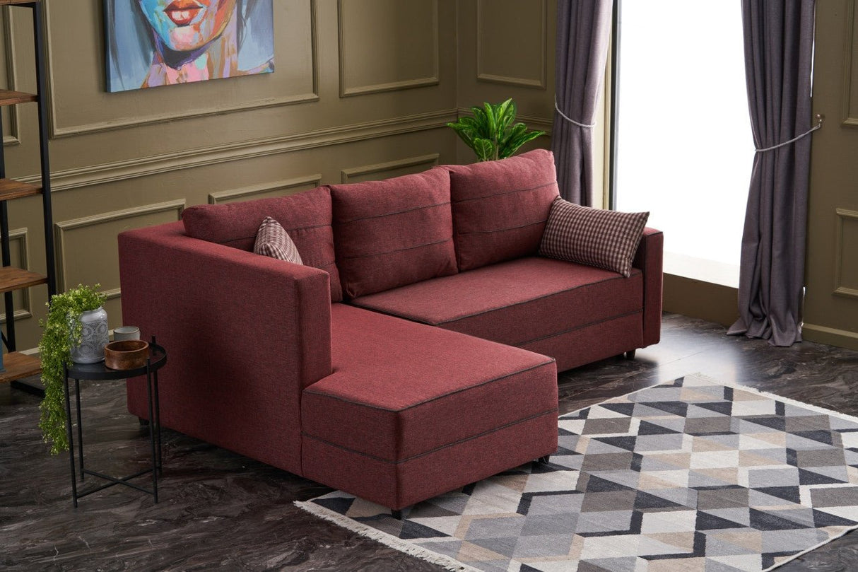 Ecksofa mit Schlaffunktion Links Ece Claret Red