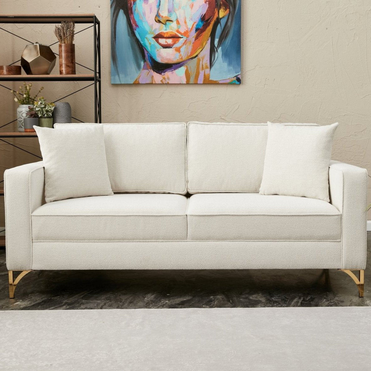 2-Sitzer-Sofa Berlin Creme Gold