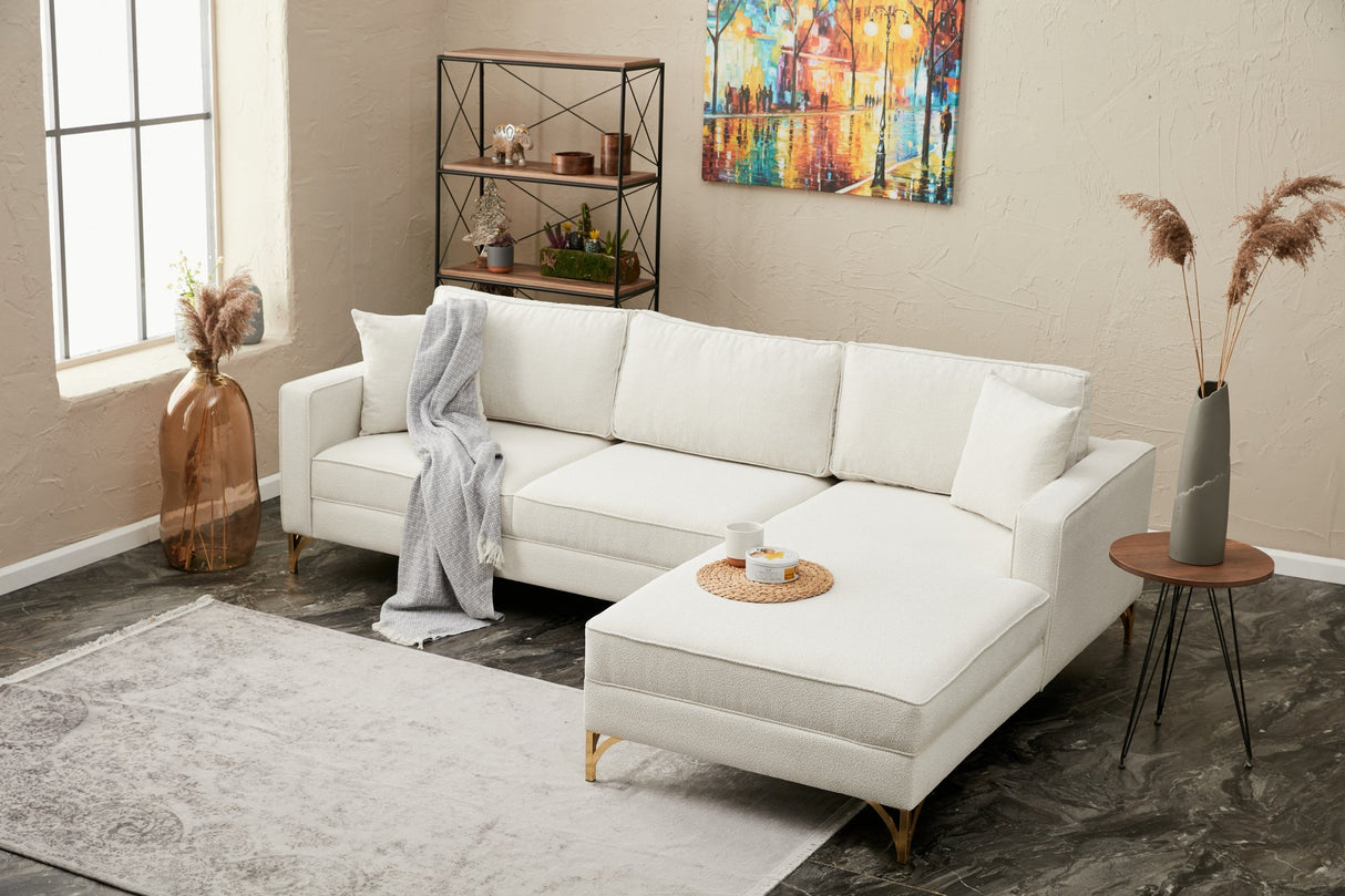 Ecksofa rechts Berlin Creme Gold