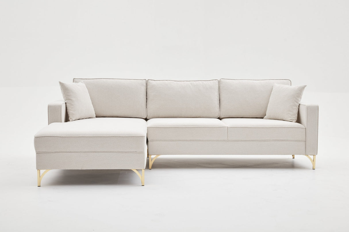 Ecksofa links Berlin Creme Gold