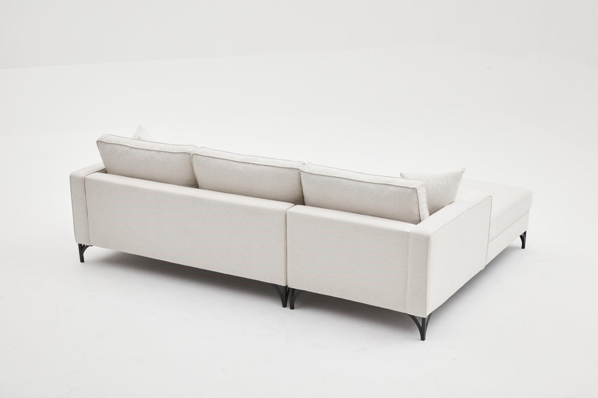 Ecksofa links Berlin Creme Schwarz