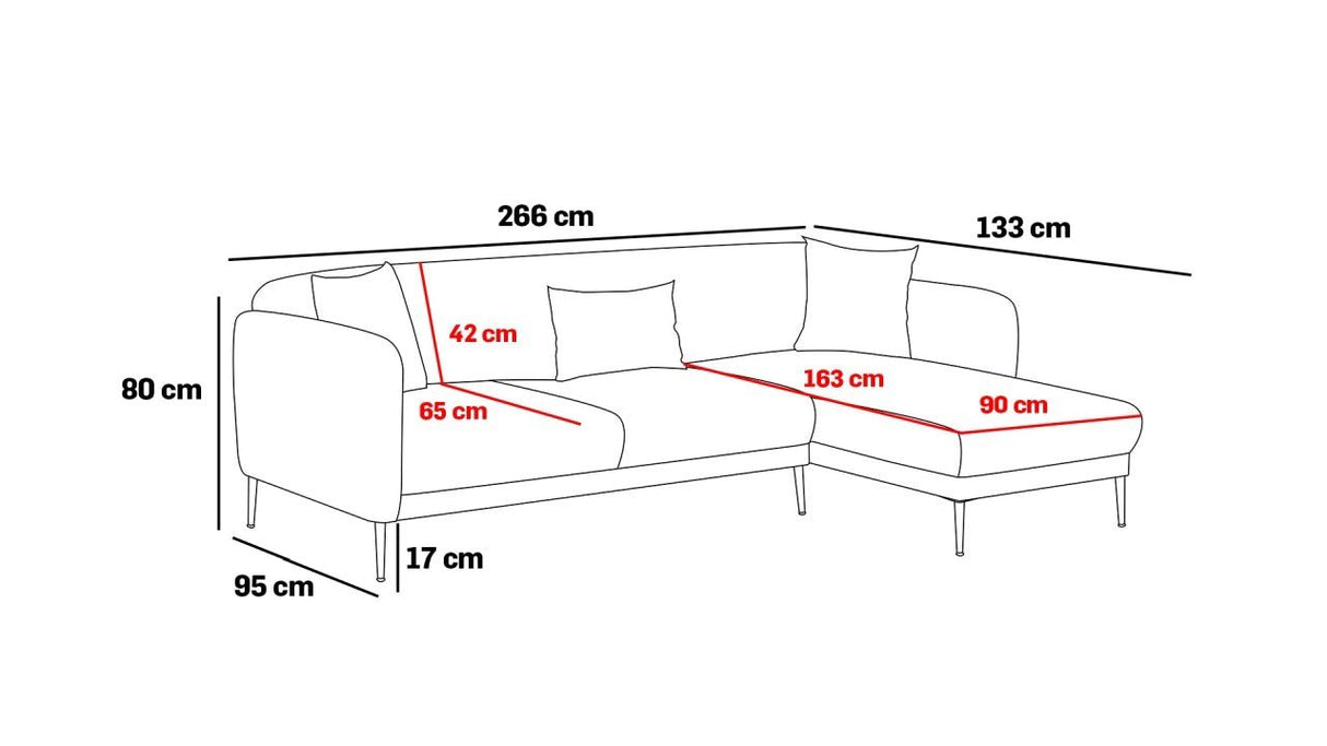 Ecksofa mit Schlaffunktion Rechts Simena Beige - Goldenes Bein