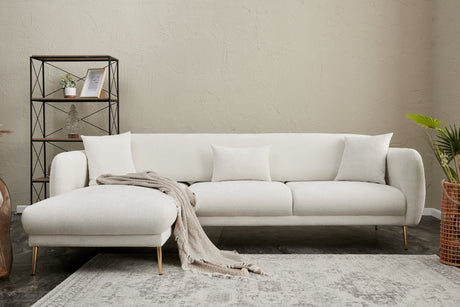 Ecksofa mit Schlaffunktion Links Simena Cream - Golden Leg