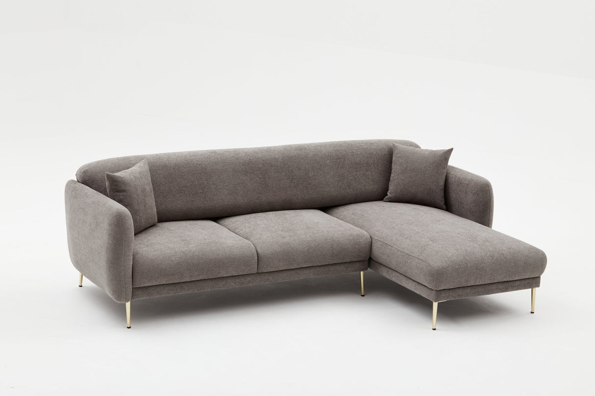 Ecksofa mit Schlaffunktion Rechts Simena Grey - Golden Leg