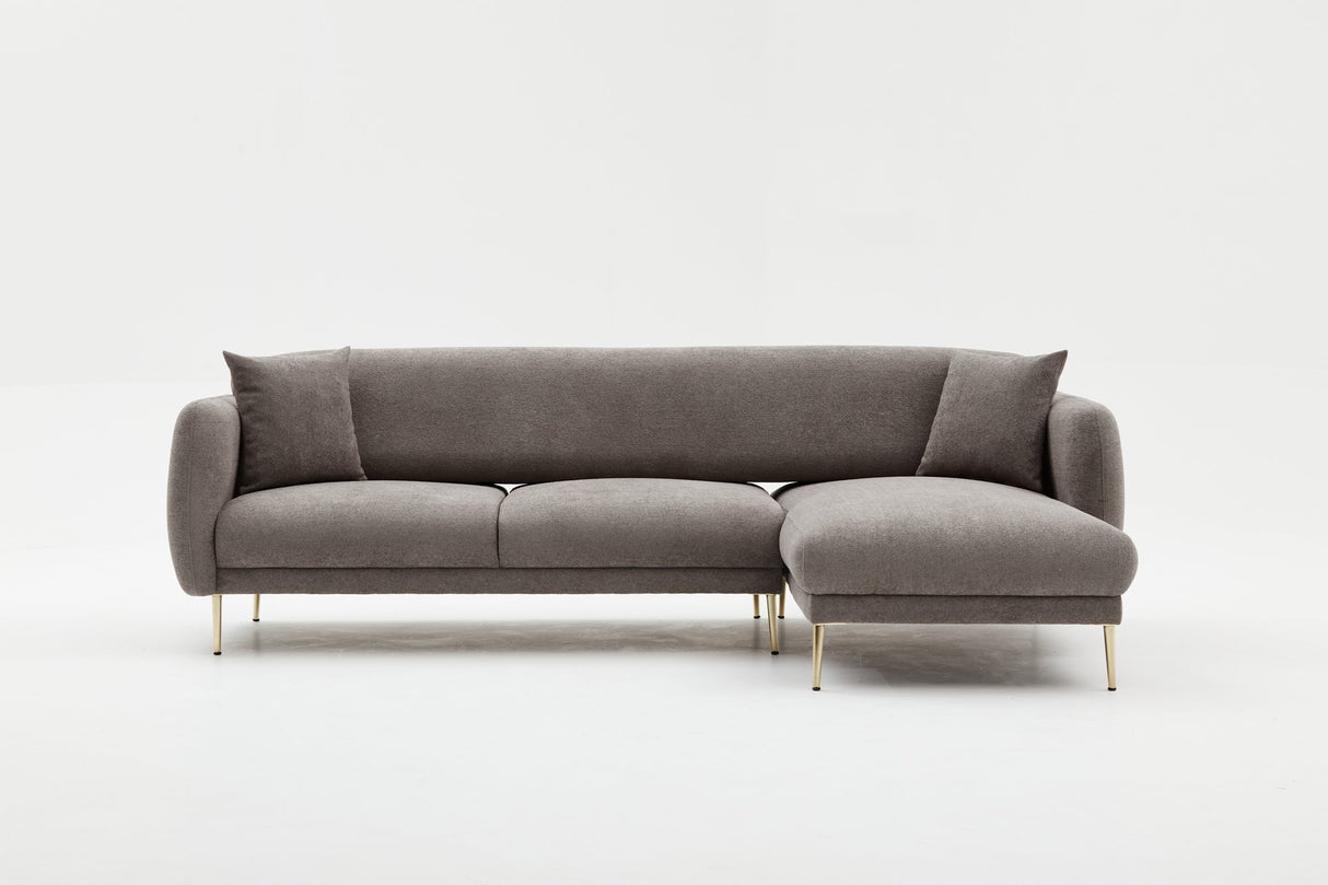 Ecksofa mit Schlaffunktion Rechts Simena Grey - Golden Leg