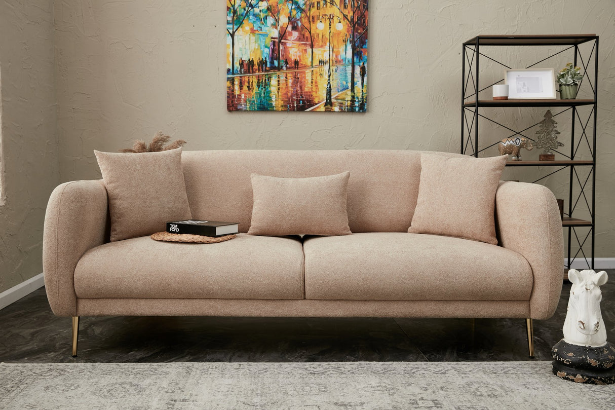 3-Sitzer-Schlafsofa Simena Beige Gold