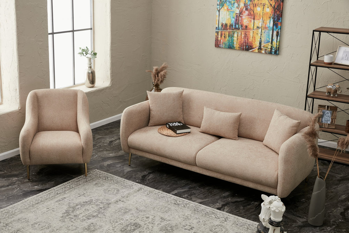 3-Sitzer-Schlafsofa Simena Beige Gold