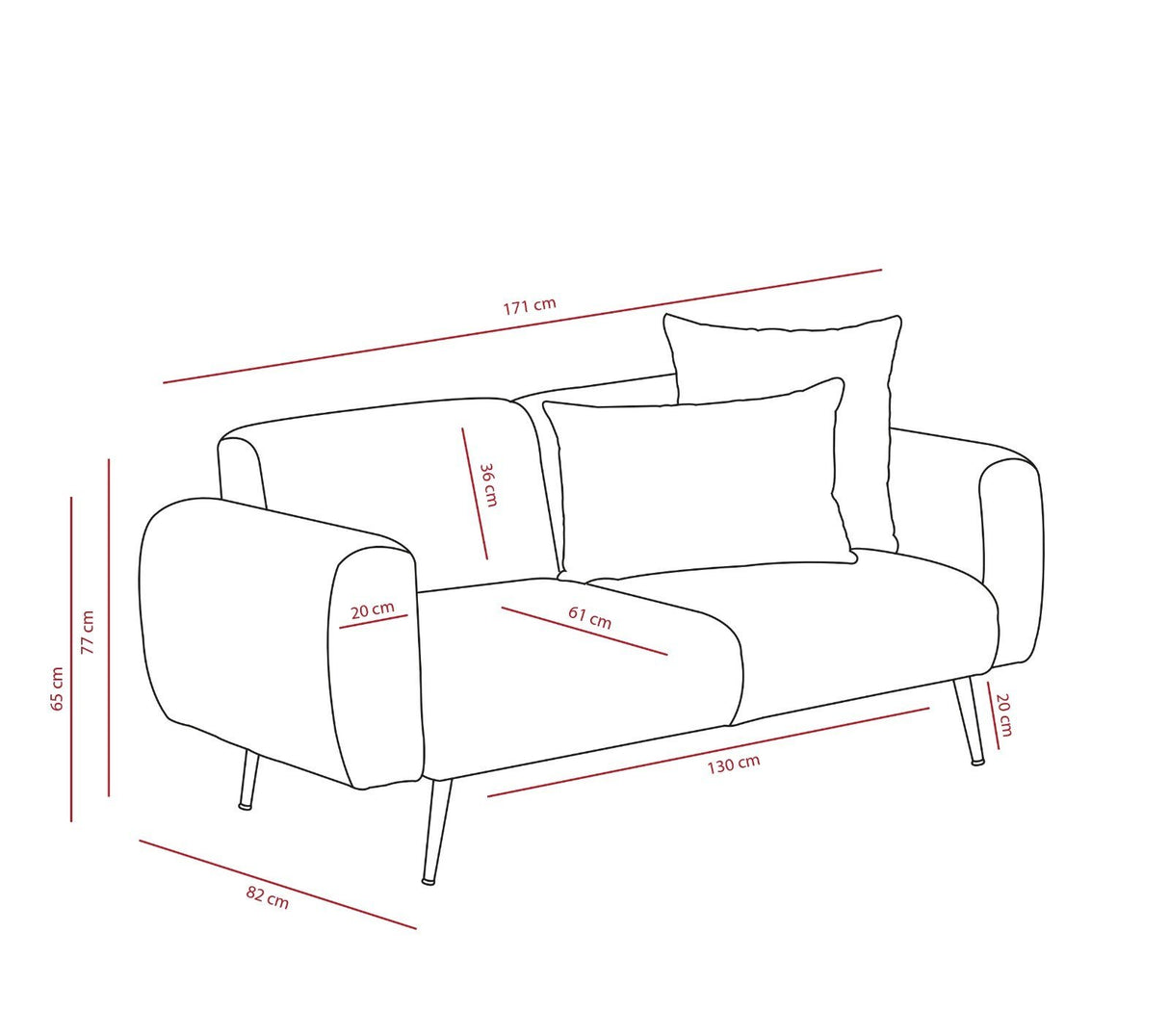 2-Sitzer-Sofa seitlich Anthrazit