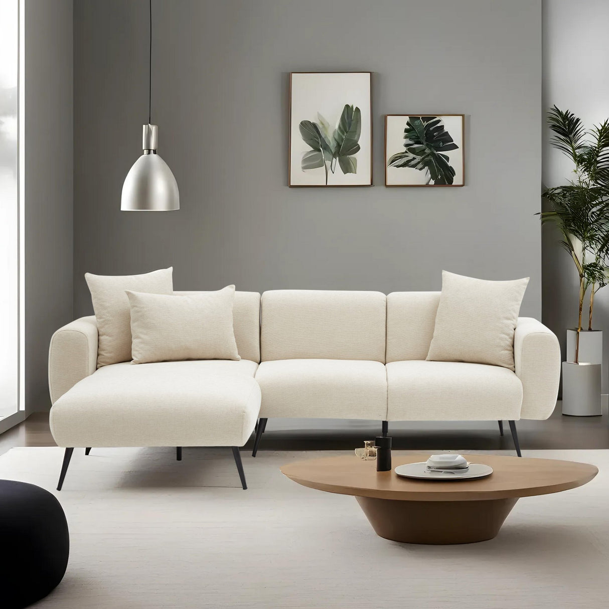 Ecksofa, linke Seite, Creme