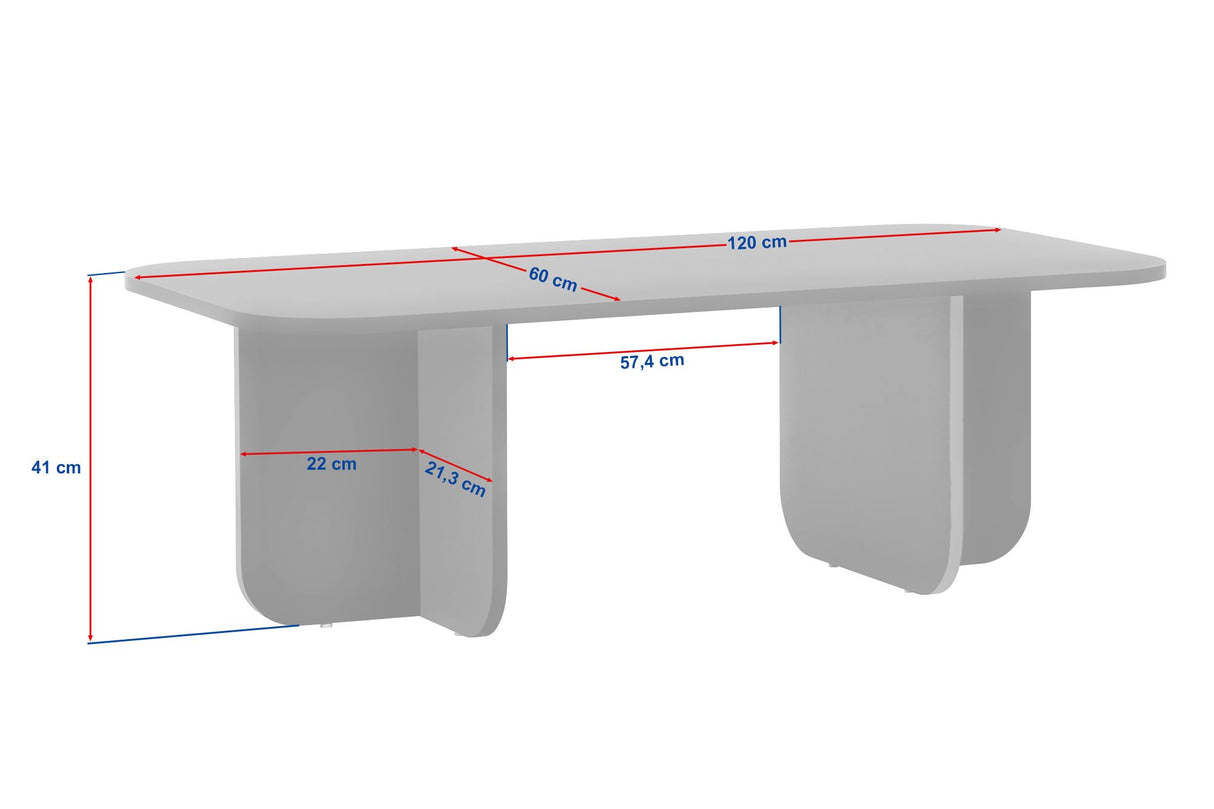 Akira Couchtisch Travertin 120 cm Melaminbeschichteter Holzverbundstoff