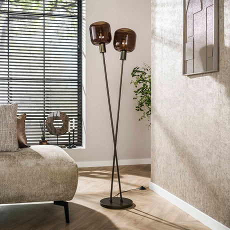 Stehlampe Terra Duo 2-flammig - Braun 