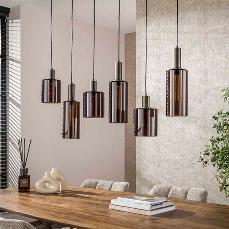 Industrielle Hängelampe 6-flammig Sienna braun 118 cm 