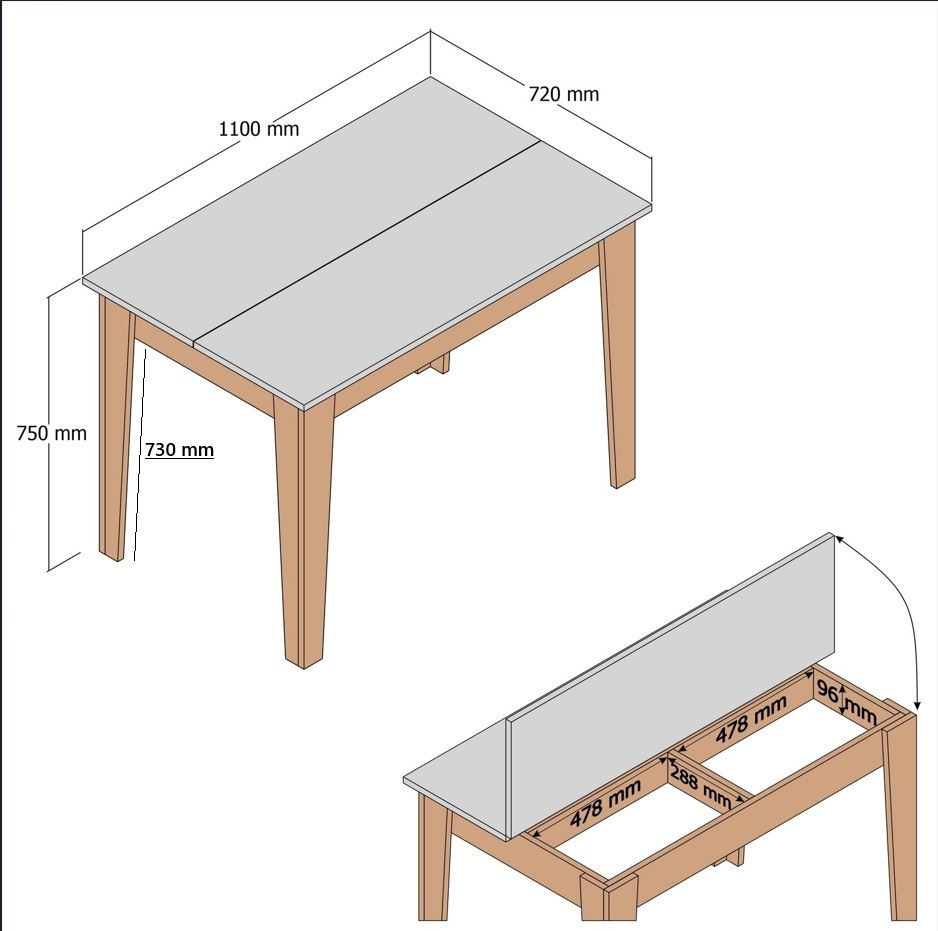 Kiewer Küchentisch Walnussoptik 110 cm Melaminbeschichteter Holzverbund