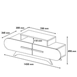 TV -Möbel Rose Walnuss weißes Melamin 145x49.8x36,8 cm