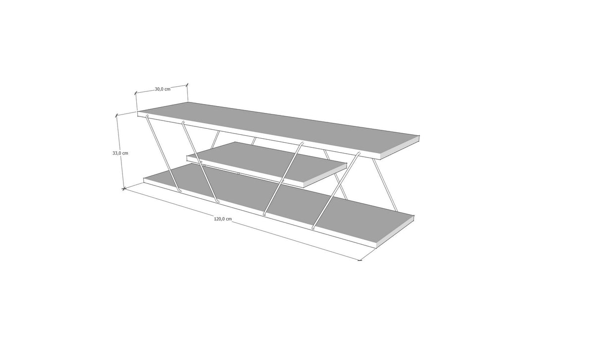 TV -Möbel Canaz White Black Melamin 120x33x30 cm