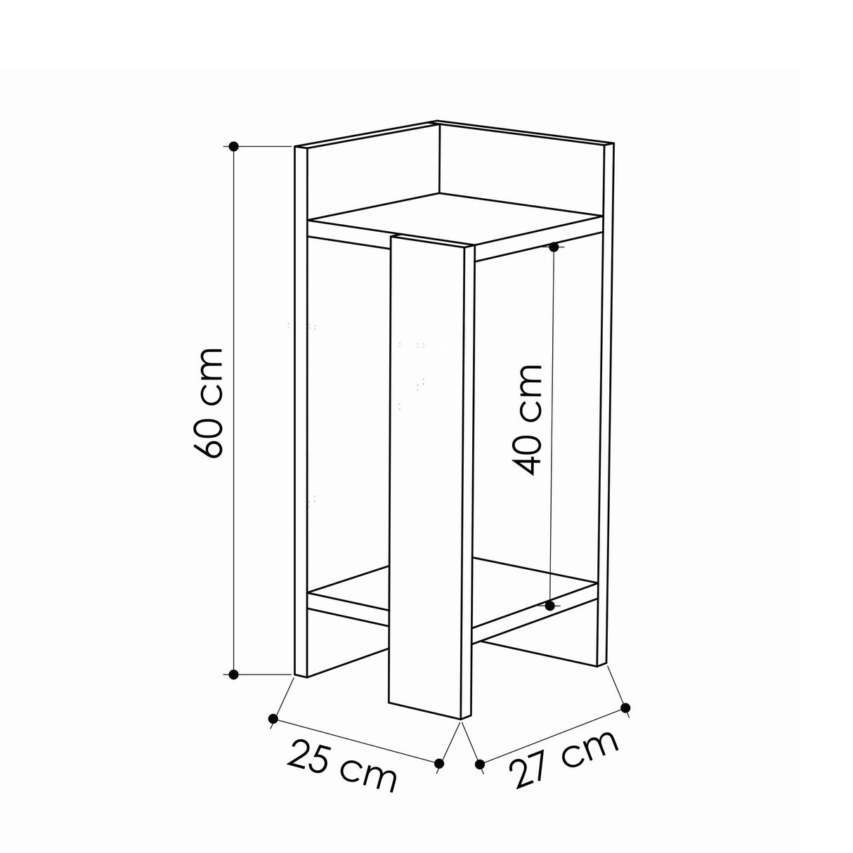 Nachttisch -Set von 2 Eichen -Eichen -Anthrazit -Melamin 25x60x27 cm