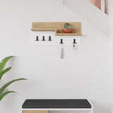 Garderobe 5-Haken Weiß, Eichenholz Melamin - 65 cm 