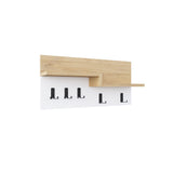 Garderobe 5-Haken Weiß, Eichenholz Melamin - 65 cm 