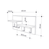 Garderobe 5-Haken Weiß, Eichenholz Melamin - 65 cm 