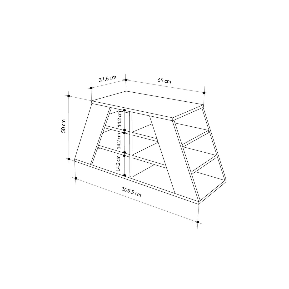 Schuhschrank Pyramid -Eiche weißes Melamin 105,5x50x37,5 cm