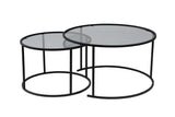 Moderne Ronde Salontafel Set van 2 Uru Zwart - Grijs Glas - 80/60 cm