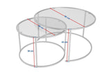 Moderne Ronde Salontafel Set van 2 Uru Zwart - Grijs Glas - 80/60 cm
