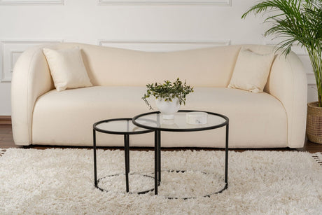 Moderne Runde Couchtisch Set von 2 Uru Schwarz - Transparentes Glas - 60/42 cm 