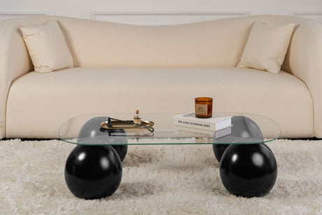 Couchtisch Evara 118x75x30 cm schwarz und transparentes Glas Schwarzes Transparentes Sicherheitsglas 
