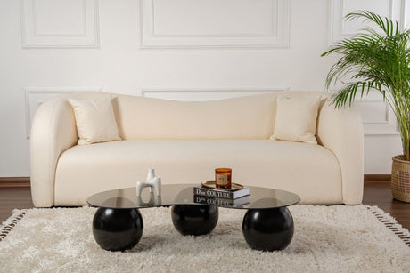 Wohnzimmertisch Sphere 120x70x30 cm Schwarz Grau Sicherheitsglas 