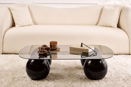 Couchtisch Evara 118x75x30 cm Gehärtetes Glas schwarz und grau Schwarz-Grau Gehärtetes Glas 