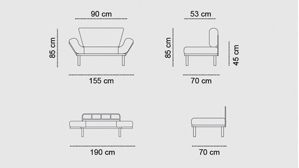 2-Sitzer-Schlafsofa Nitta Grey