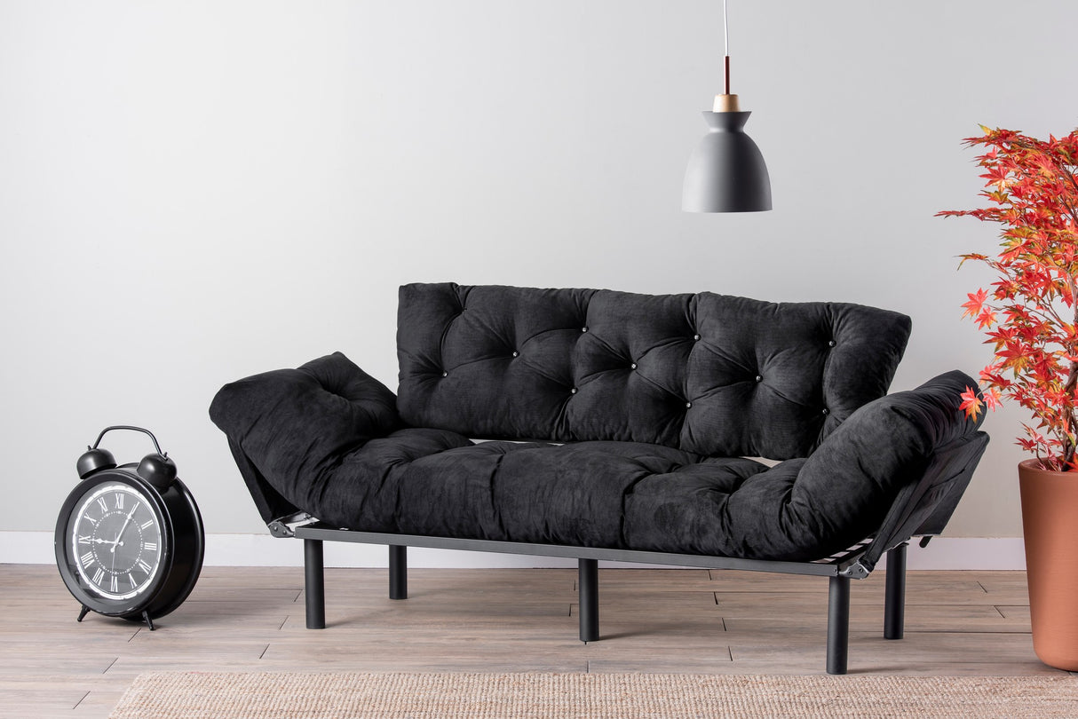 3-Sitzer-Schlafsofa Nitta Triple Schwarz