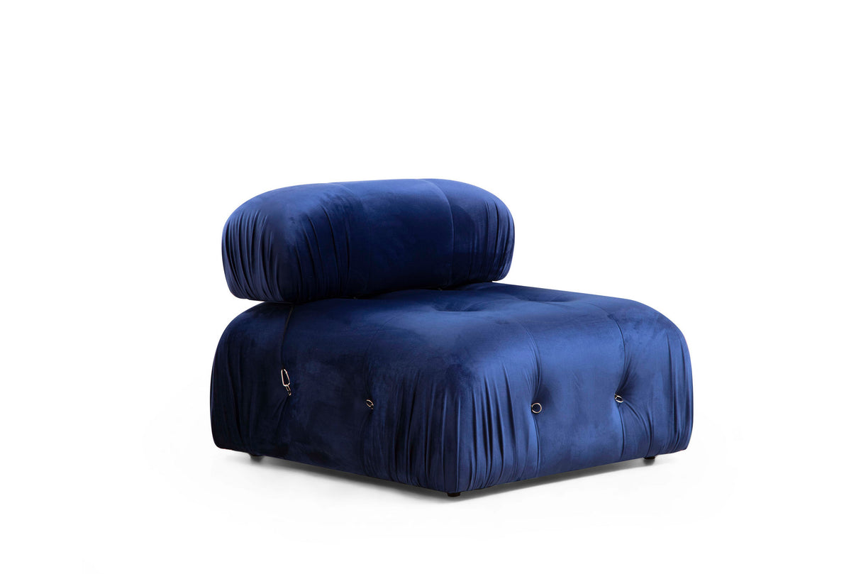 Modulare Bank 3-Sitzer mit Hocker Bubble Velvet Blue