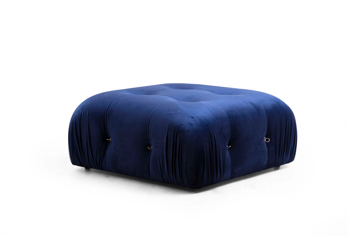 Modulare Bank 3-Sitzer mit Hocker Bubble Velvet Blue