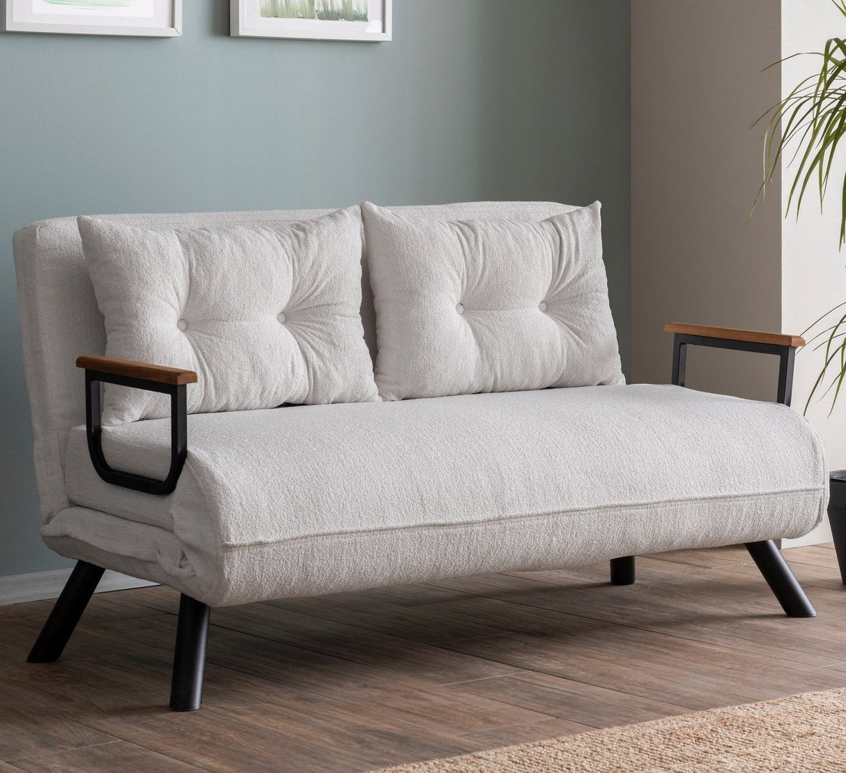 2-Sitzer-Schlafsofa Sando Creme