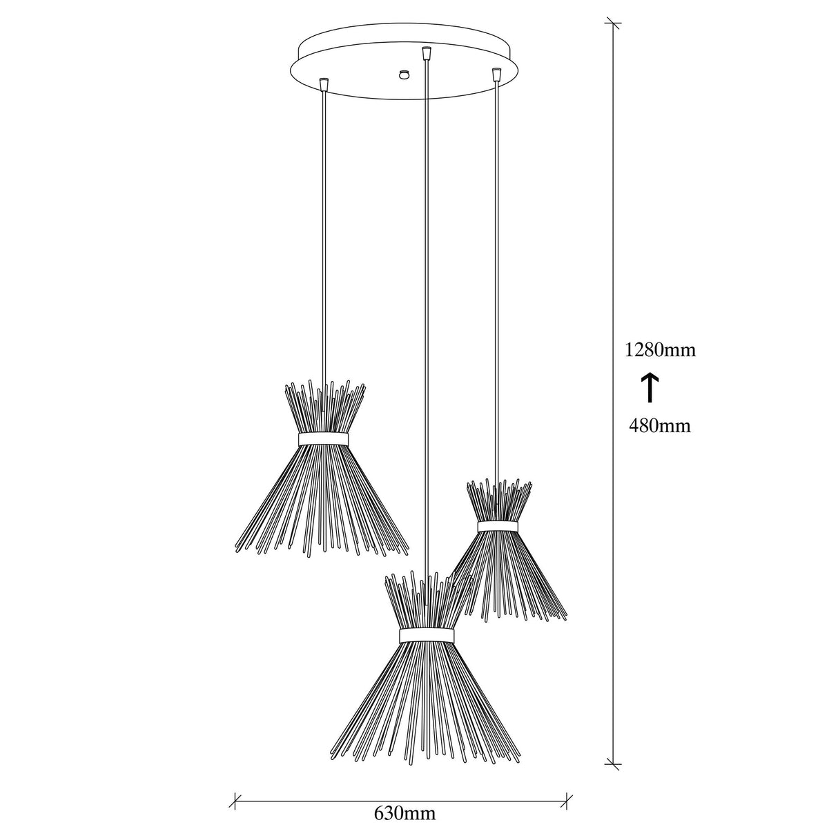 Hanglamp 3-lichts Getrapt Zwart Metaal Lyric