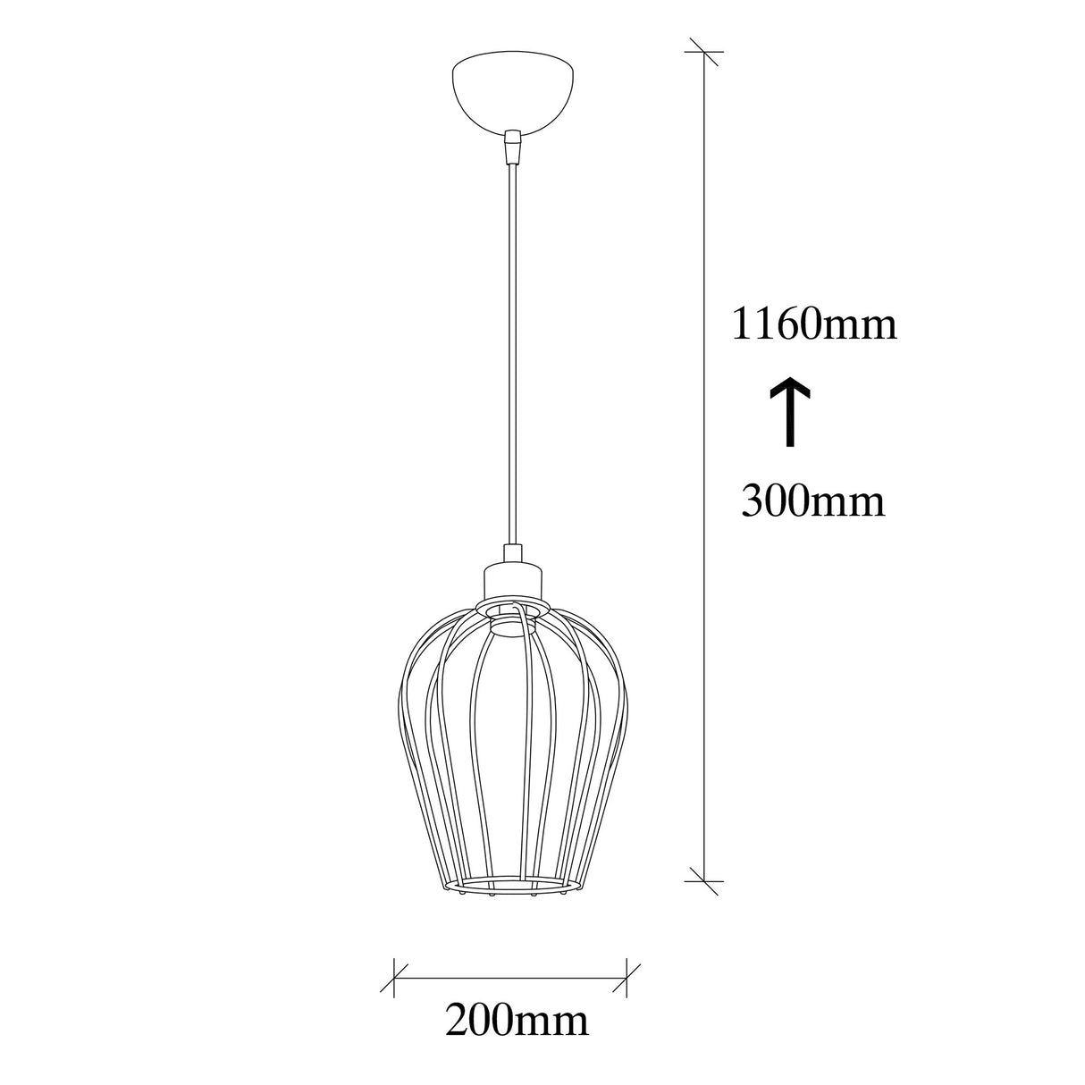 Hanglamp 1-lichts 20 cm Zwart Metaal Predator