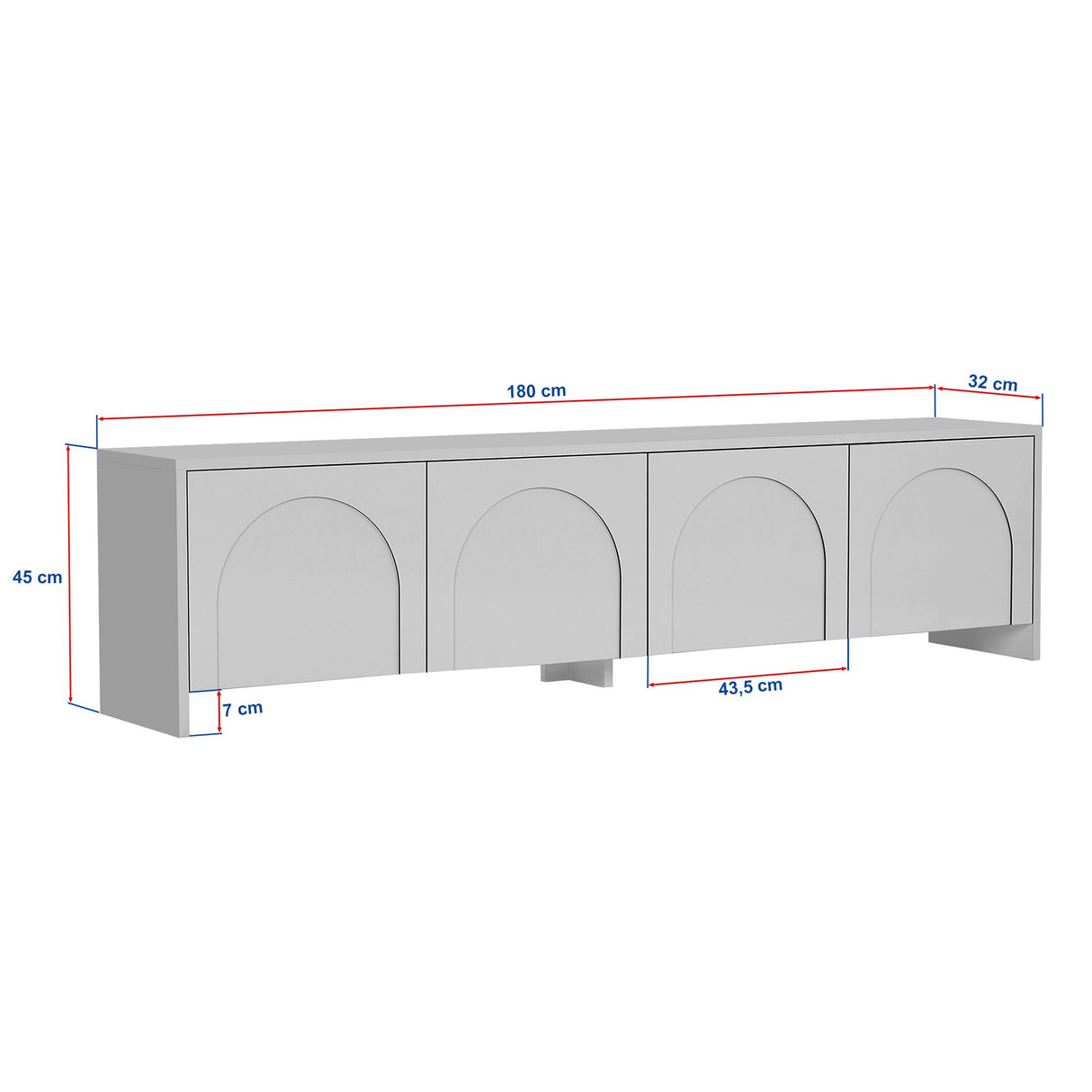 Aurelia TV-Schrank creme 180 cm Melaminbeschichtetes Holz