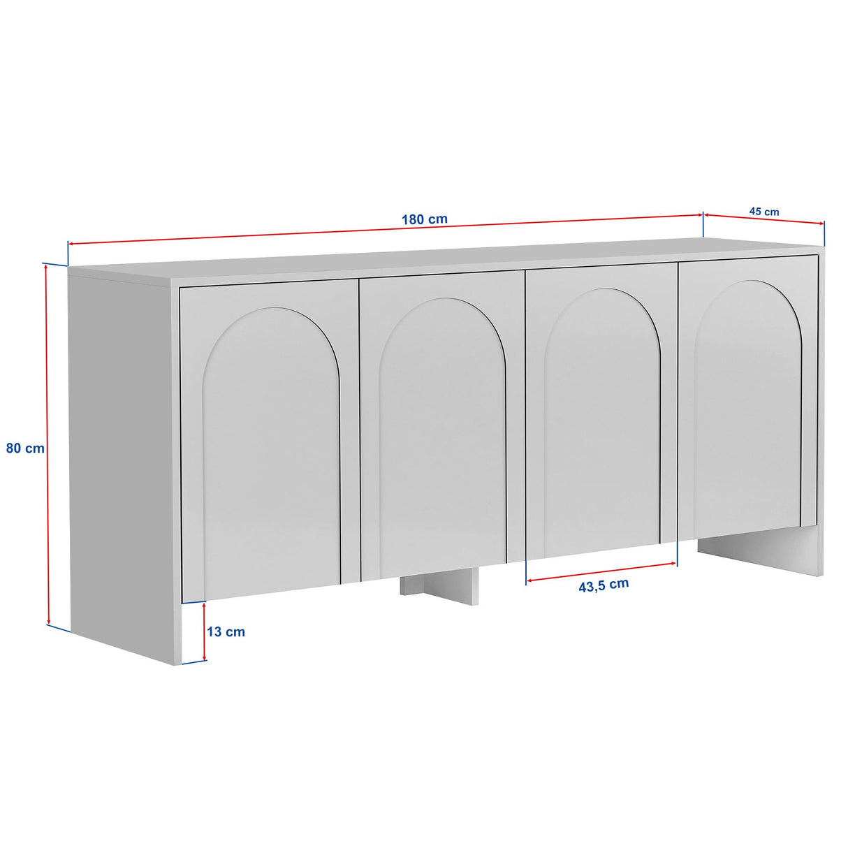 Arlen sidetable wit 180 cm Melamine gecoat houtcomposiet