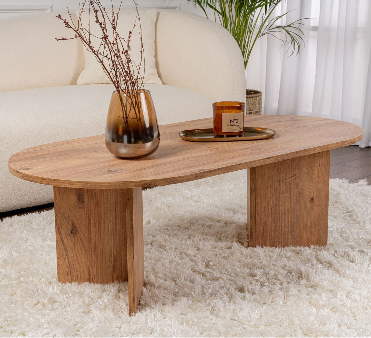 Ovaler Couchtisch Atlantische Kiefer Optik Sabla - 119x60 