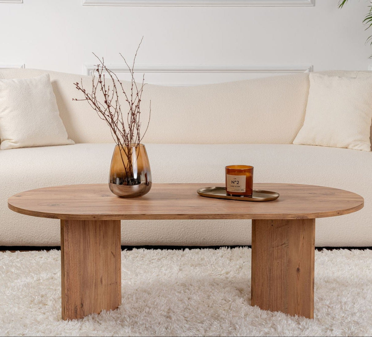 Ovaler Couchtisch Atlantische Kiefer Optik Sabla - 119x60 