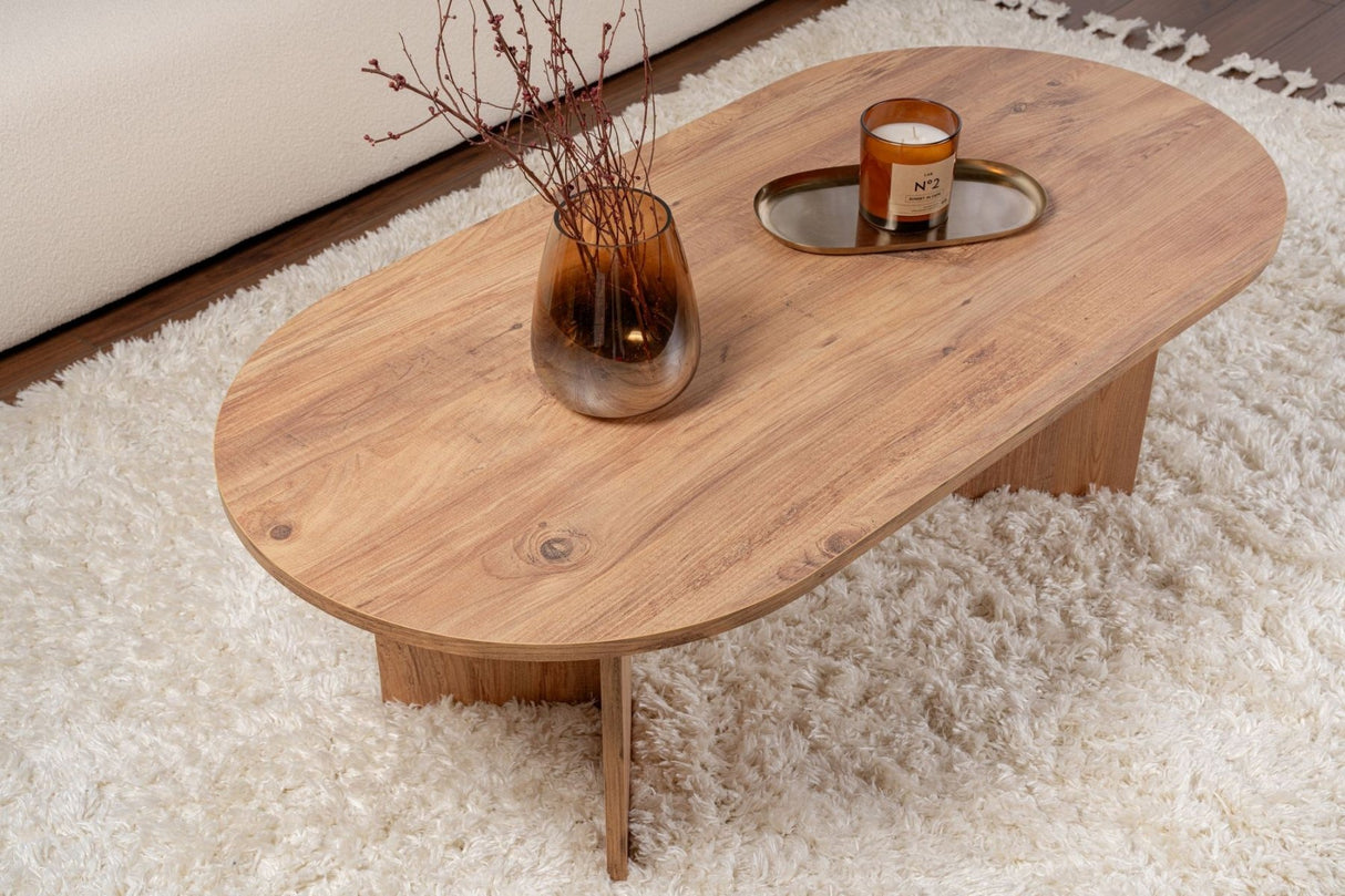 Ovaler Couchtisch Atlantische Kiefer Optik Sabla - 119x60 