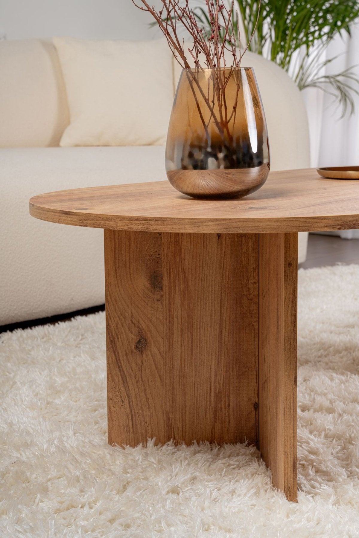 Ovaler Couchtisch Atlantische Kiefer Optik Sabla - 119x60 