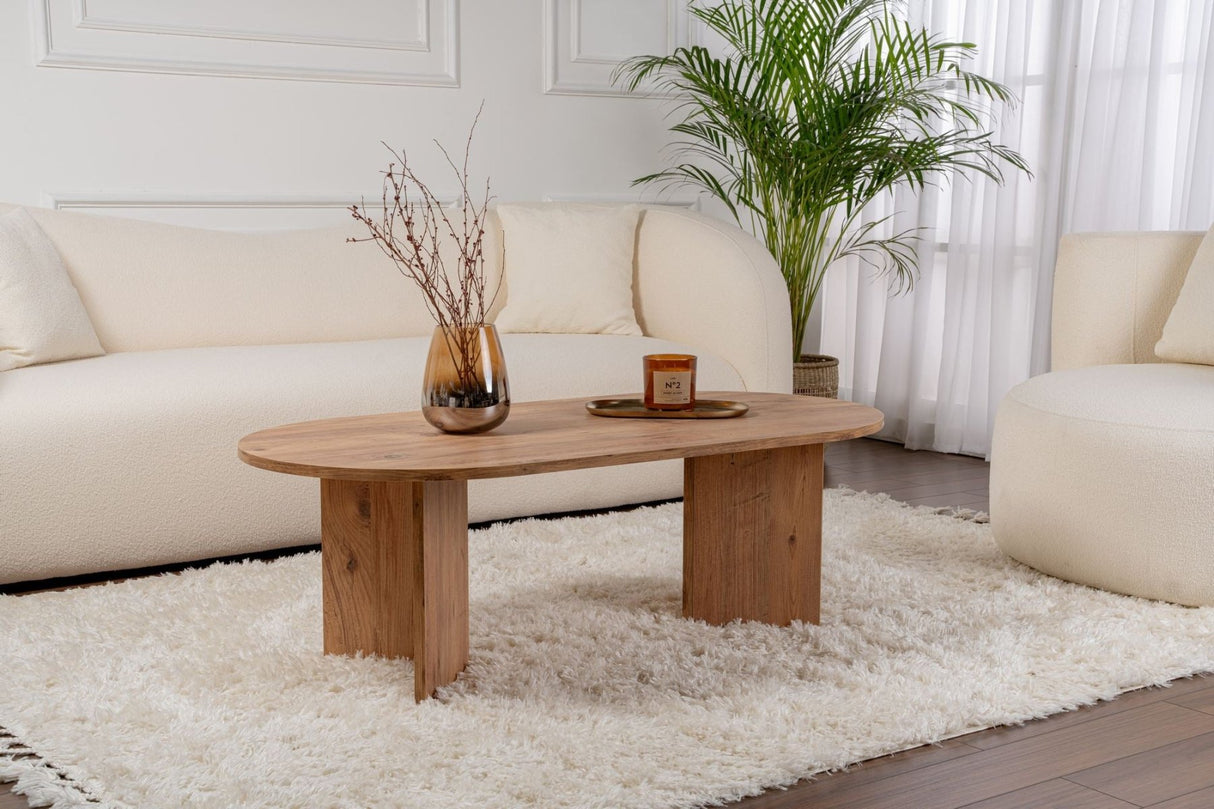 Ovaler Couchtisch Atlantische Kiefer Optik Sabla - 119x60 