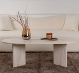 Ovaler Couchtisch Travertin-Look Sabla - 119x60 